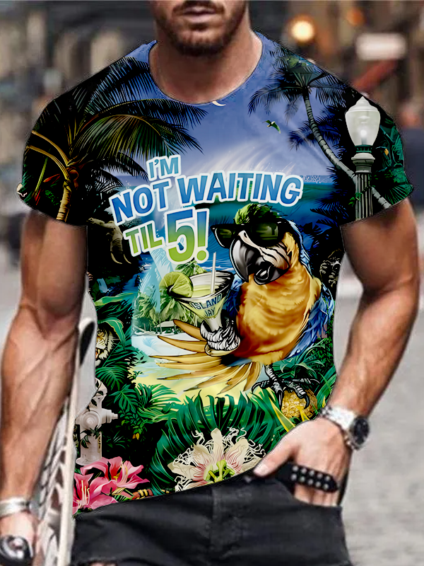 Attractive Men's Hawaiian Cartoon Print T-Shirt PLUSCLOTHESMAN