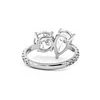 14K White Gold Round and Pear Lab Diamond Toi et Moi Ring with Pave Design