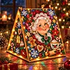 DIY Wooden Diamond Painting Pearl Tent House with Lights, Holiday Tabletop Art Craft Kit with String Lights, Christmas Home Decor Gift