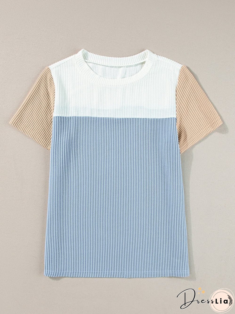 Versatile Colorblock Ribbed Knit Tee