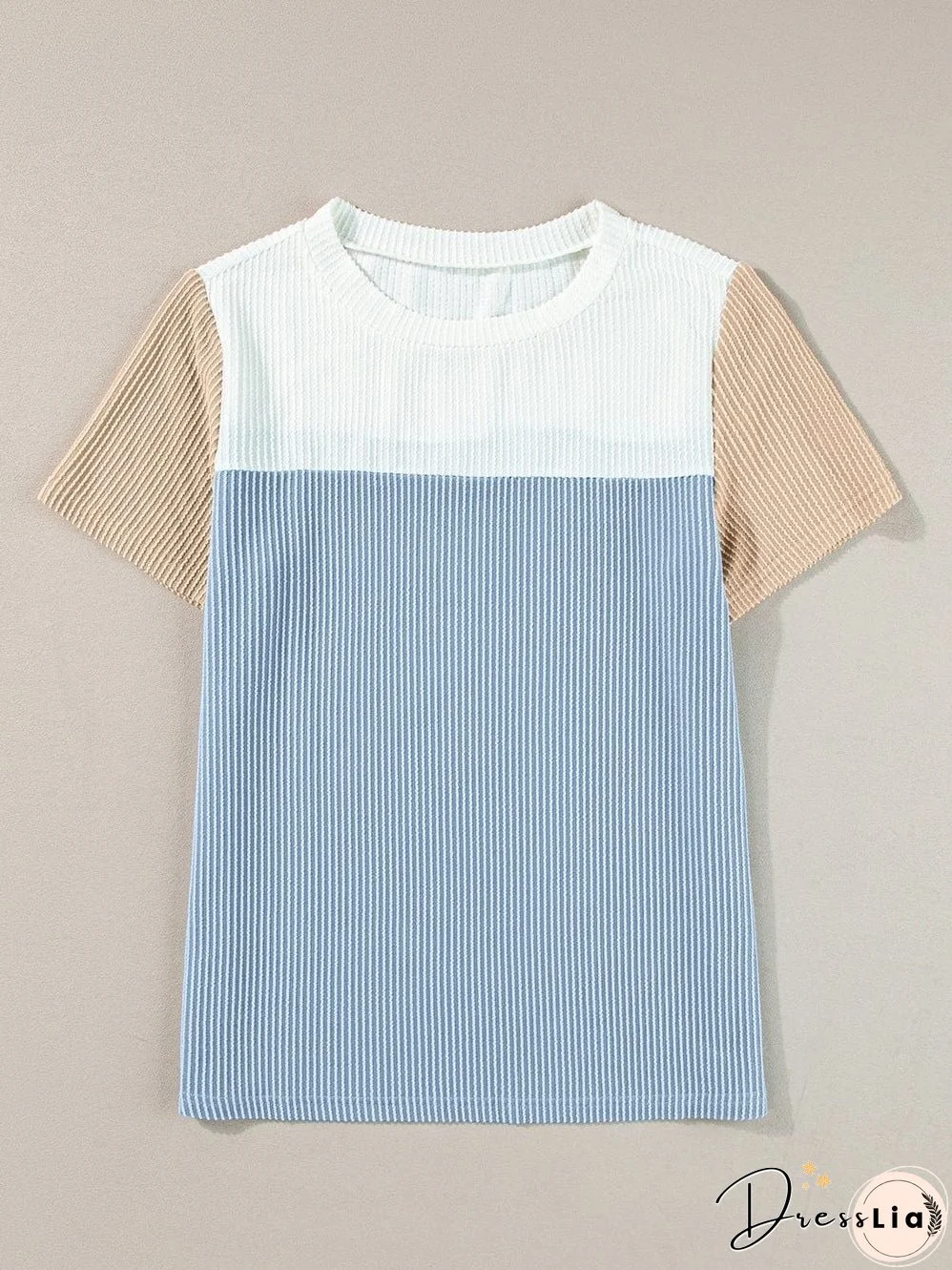 Versatile Colorblock Ribbed Knit Tee