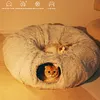 Winter Warm Cat Cave Round Foldable Cat House Long Plush Cat Tunnel Bed Cat Tube