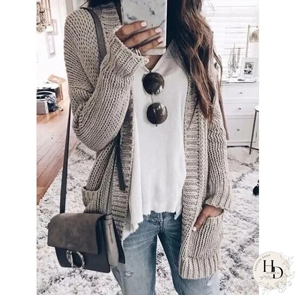 Knitted Solid Long Sleeve Blouses