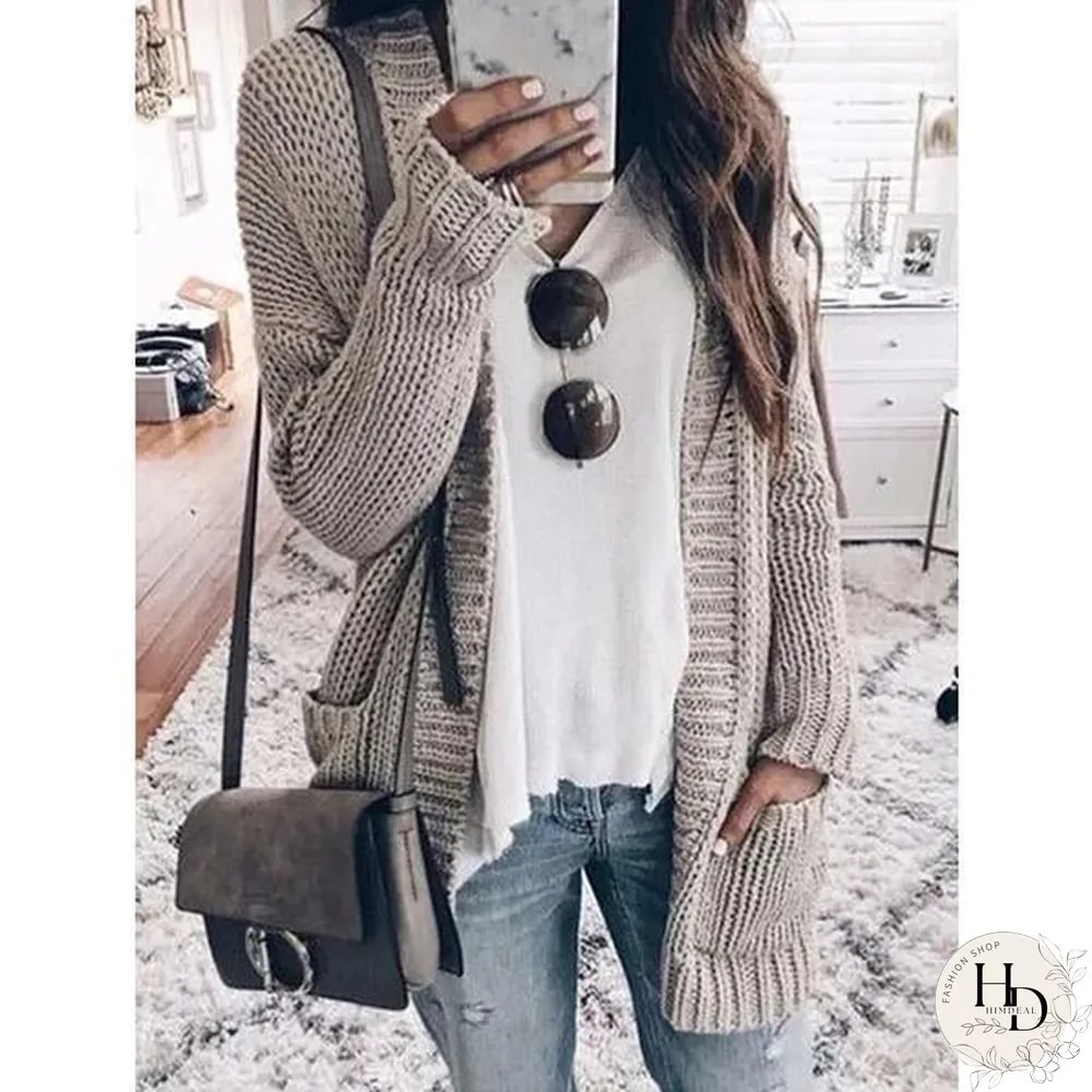 Knitted Solid Long Sleeve Blouses