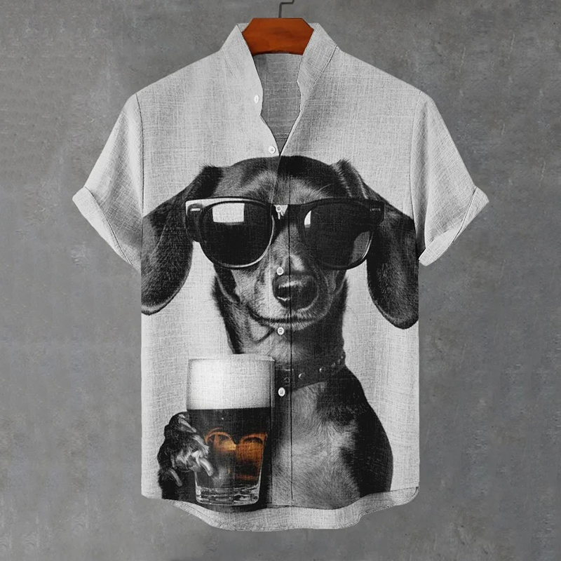 Men's Dachshund Art Pattern Casual Shirt  artssus