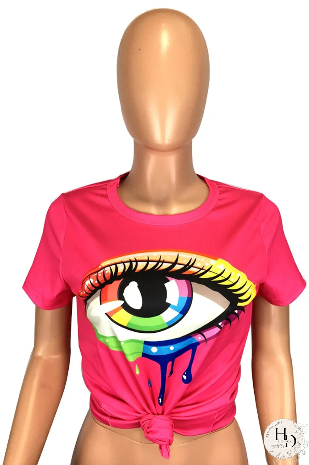 Pink O Neck Short Sleeve Solid Character
