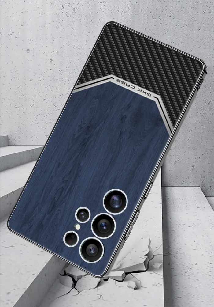 Samsung Electroplated Leather Wood Grain Men's Mobile Phone Case