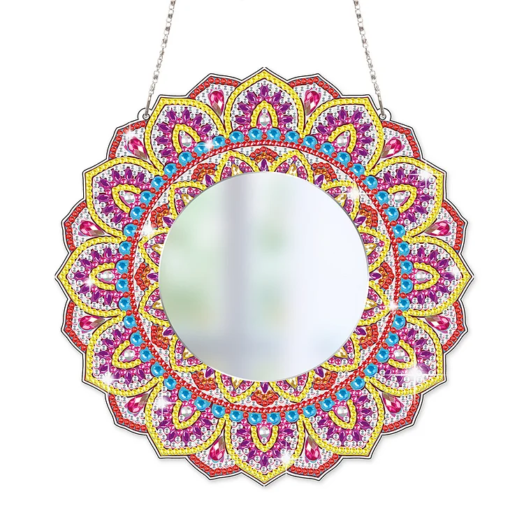 DIY Compact Mirror Art Craft Set Hanging Pocket Mirror Flower for Adult and Kids gbfke