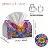 DIY Diamond Art Tissue Box Holder Butterfly PU Leather Diamond Art Desktop Organizer Resin Rhinestone Storage Organizers Gem Art Home Office Decor Craft Gift