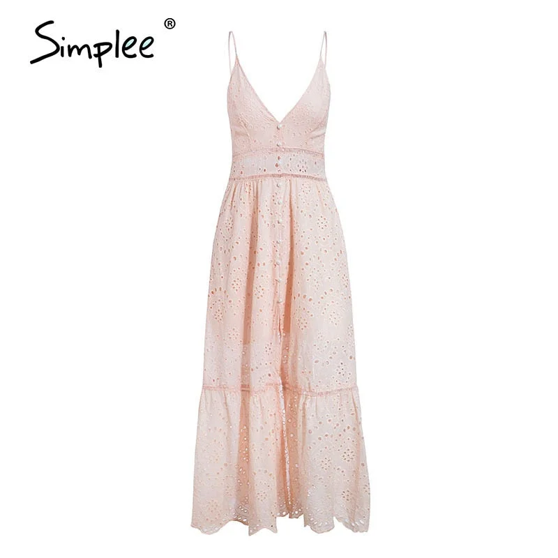 Simple v neck sexy lace summer dress women Strap button casual white dress female Streetwear backless midi dress vestidos 2020