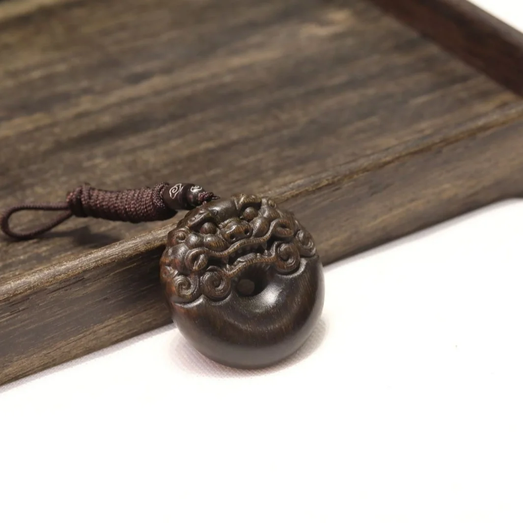 Brunei Agarwood Amulet Sinking Grade 5.0 Piyao Peace Buckle Amulet Necklace Pendant