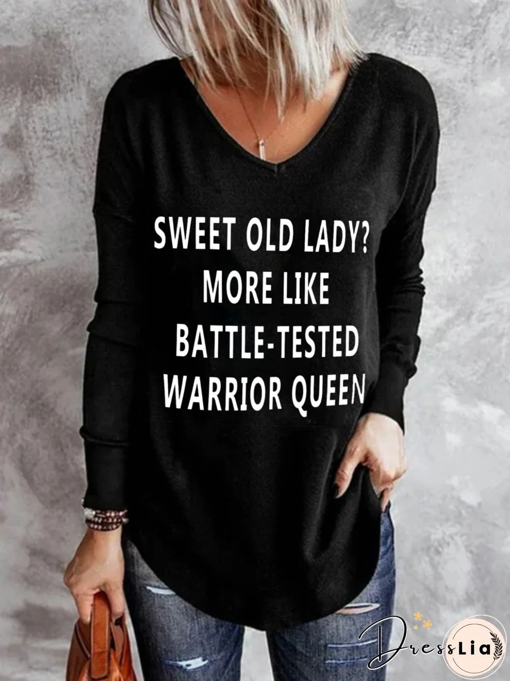 Casual Long Sleeve V Neck Plus Size Printed Tops T-shirts