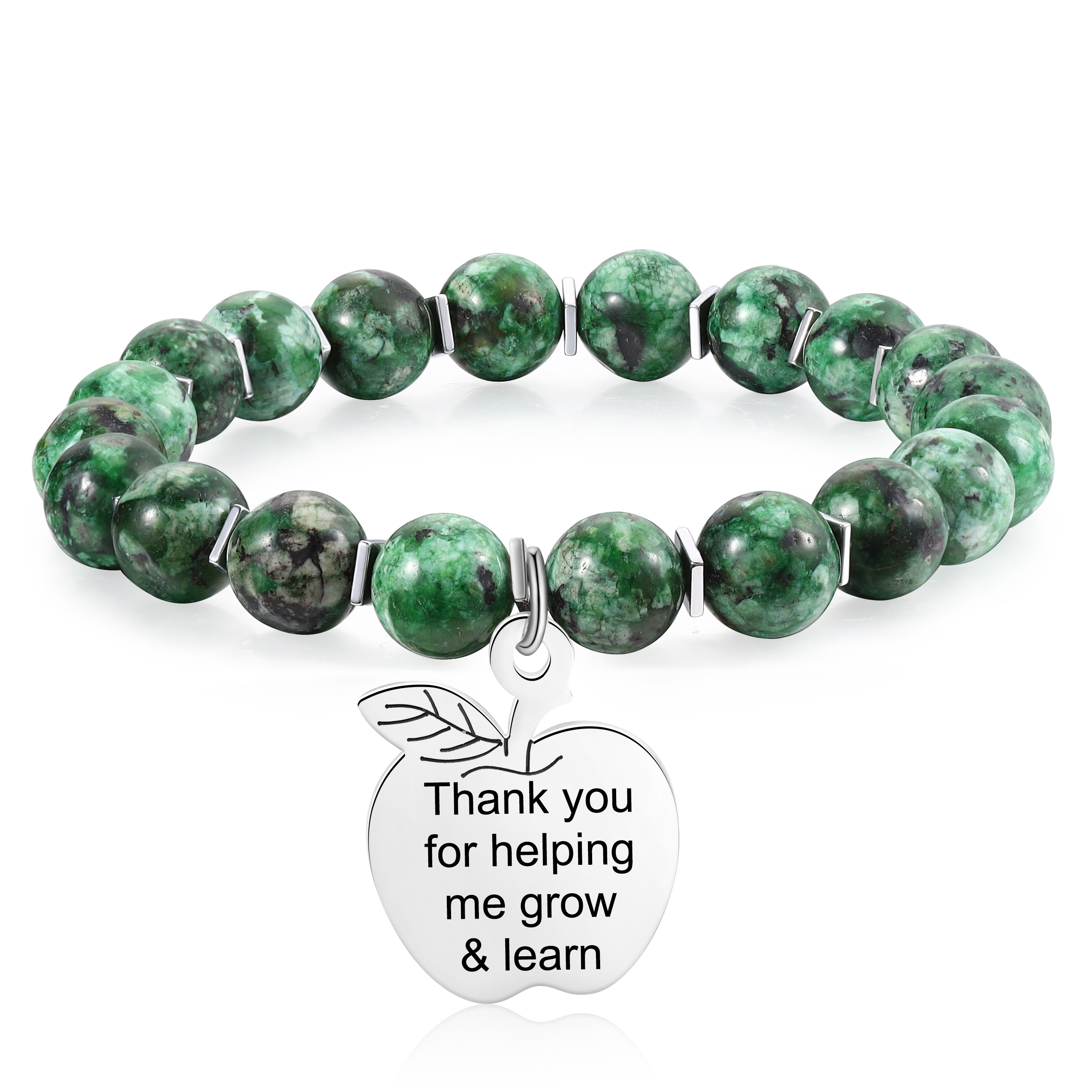 Braccialetto di pietre naturali con 1 testo personalizzato multicolori da scegliere