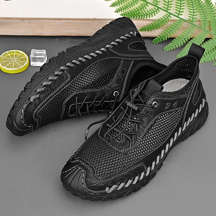 Mesh Lace Up Seam Patchwork Round Toe Stitching Flat Casual Sneakers