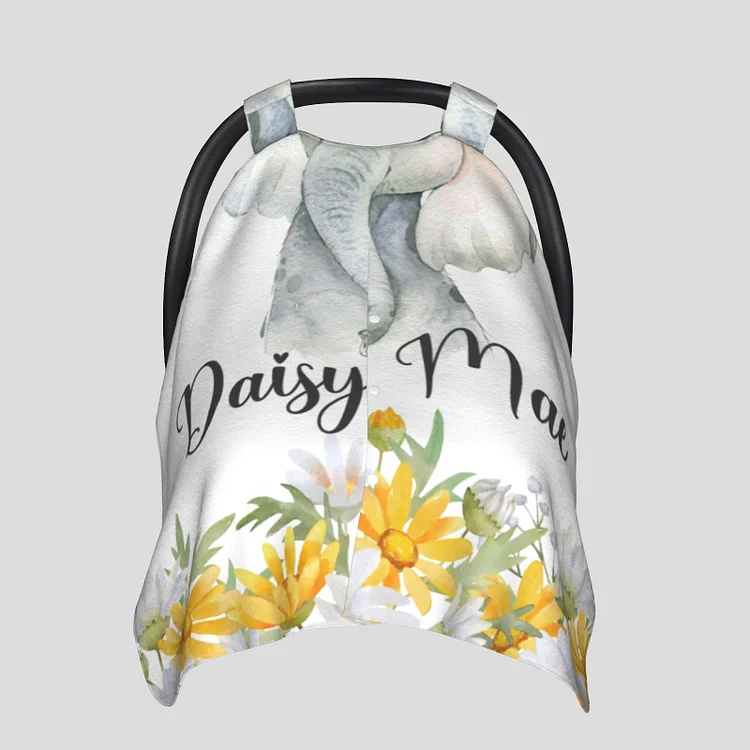 Personalized Baby Elephant Car Seat Canopy for Comfort & Unique| C39