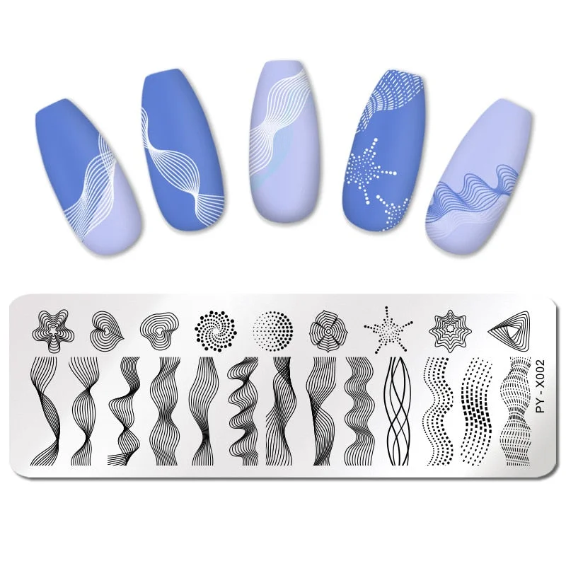 PICT YOU Nail Stamping Plate Geometric Line DIY Image Plate Stencil For Nails Polish Printing Stamping Templates Design Tools-Nail Inspo