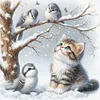 Winter Cat And Bird-11CT Stamped Cross Stitch 40*40cm/15.75*15.75in tapestrymarket