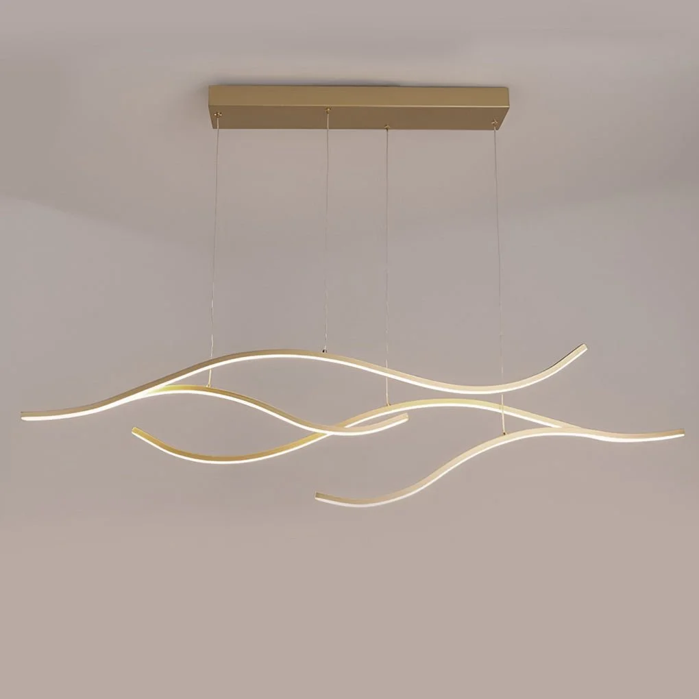 Contemporary Waves Shaped Island Chandelier Dining Room