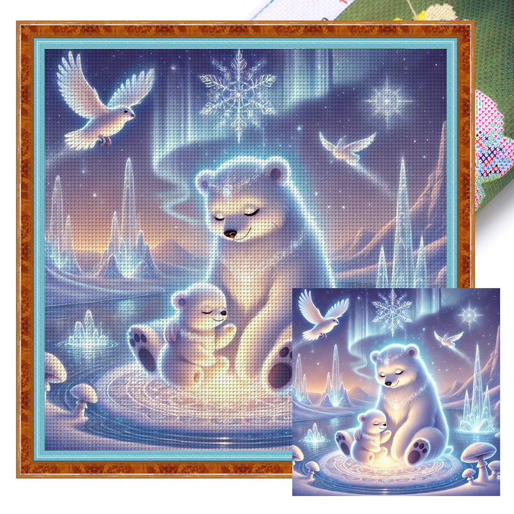 Polar Bear Full 11CT Pre-stamped Canvas(45*45cm) Cross Stitch