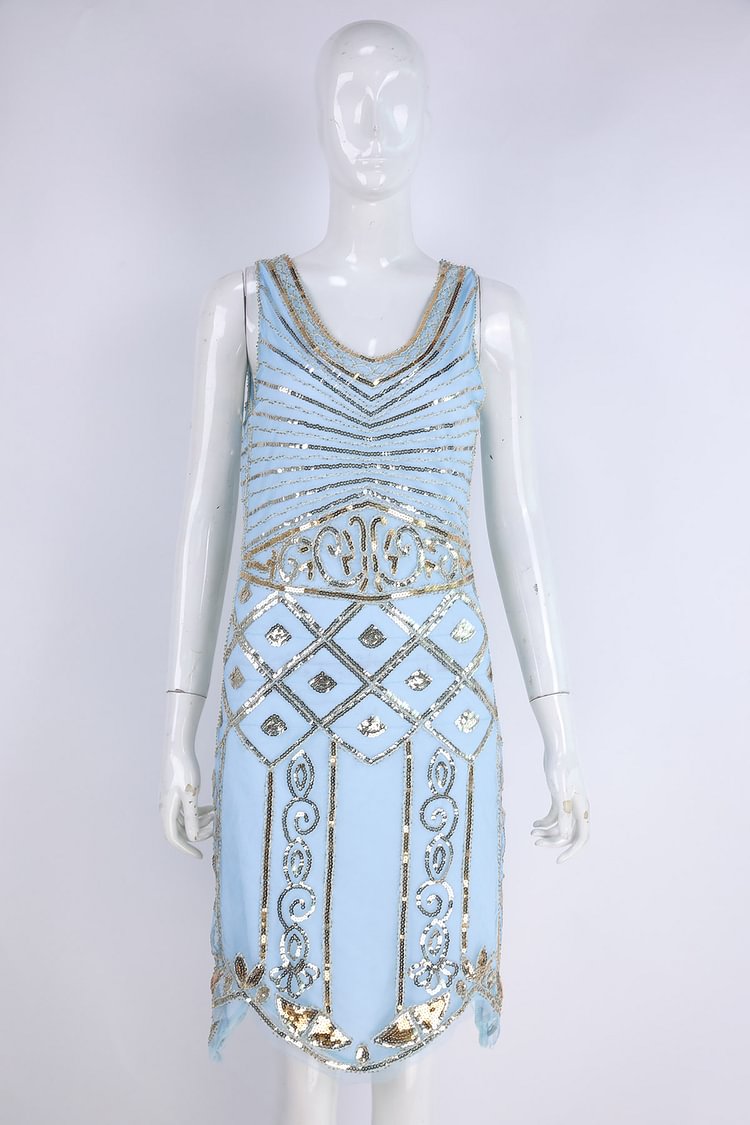 Light Blue Sleeveless Sequin Dress Szie M
