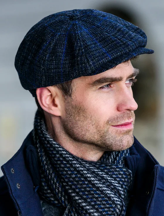 8 PANEL DRIVING CAP - CHARCOAL & BLUE CHECK