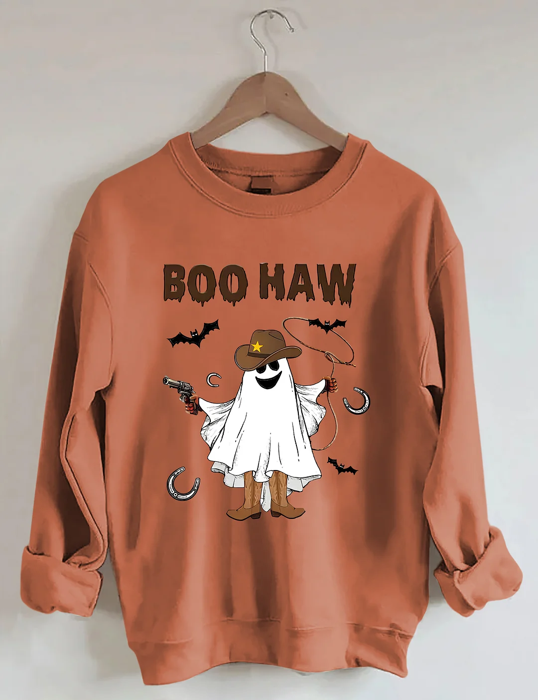 Halloween BOO Haw Western Cowboy Ghost Sweatshirt