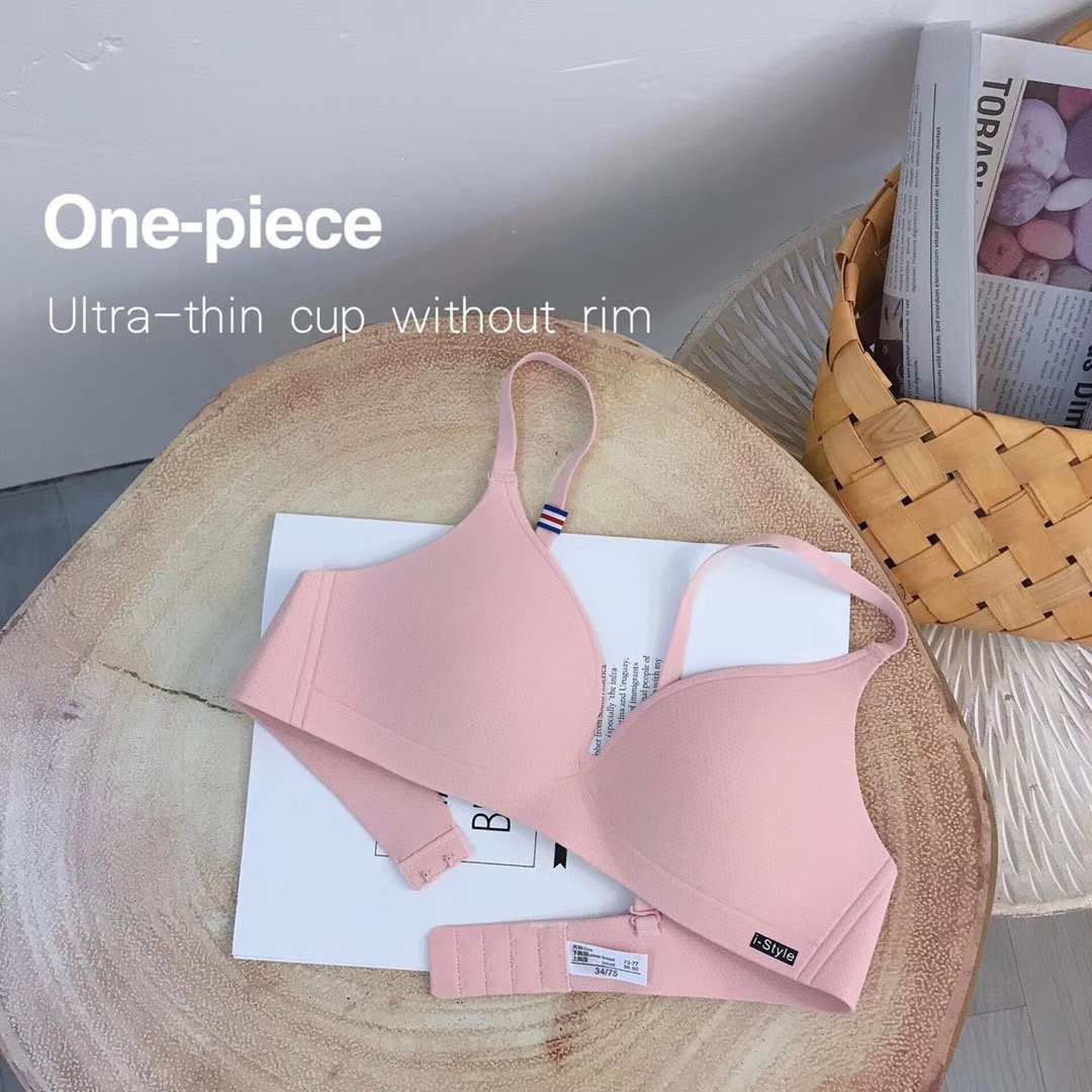 Aiyuzuo Women One-piece Light Solid Bra Seamless Gathered Underwear Ultra Thin Push-up Bras Wireless Breathable Double-breasted Buckle
