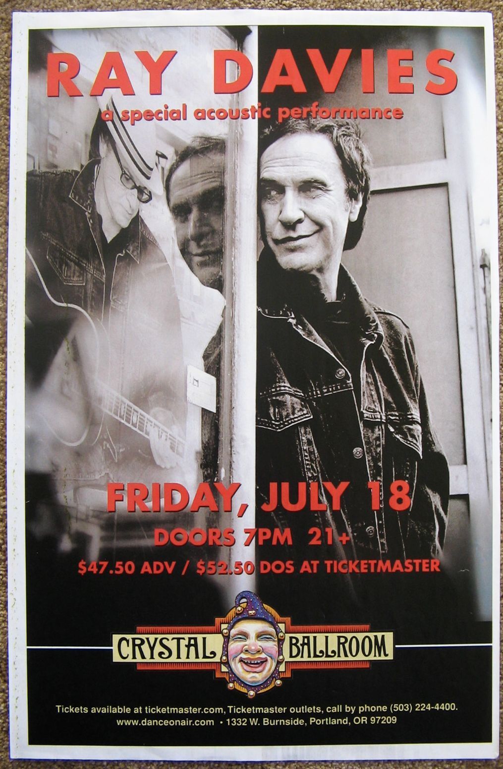 RAY DAVIES KINKS 2008 Gig POSTER Portland Oregon Concert