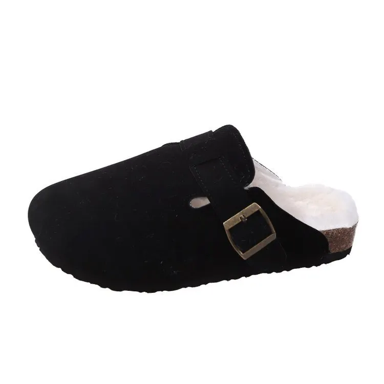 Churchf Churchf Slippers Female 43 Large Size Leisure Half Lazy Flat Round Cotton Slippers