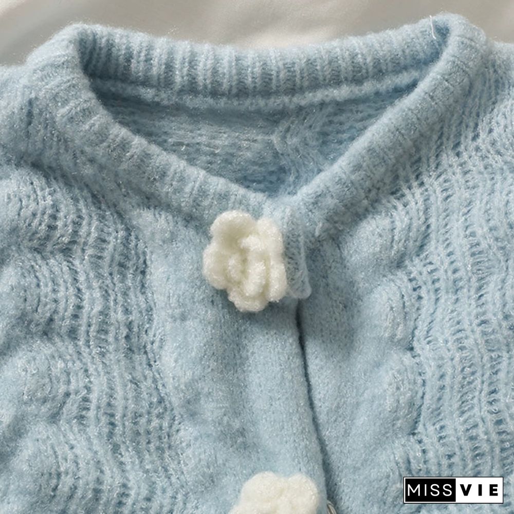 Fashion Flowers Cardigan Knitted Sweater