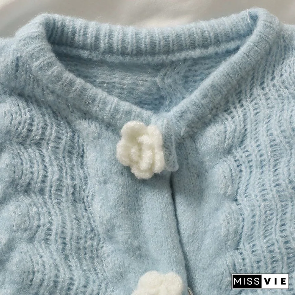 Fashion Flowers Cardigan Knitted Sweater