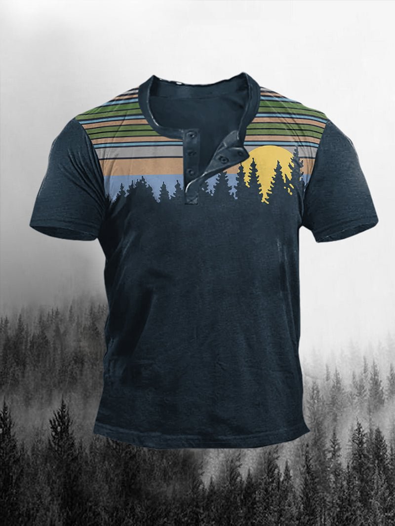 Men's Colorful Forest Henry Collar Short-Sleeved Shirt in  mildstyles