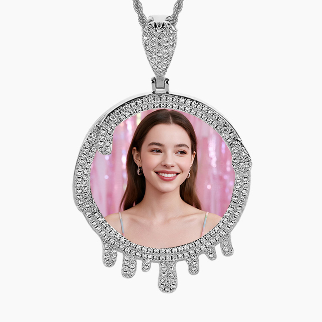 Custom Silver Waterdrop Photo Pendant