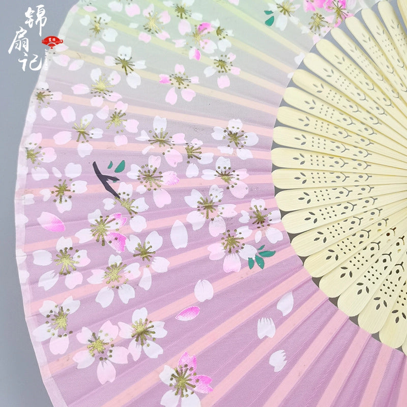 3 Pieces Ancient Style Folding Fan Female Classical Tassel Silk Fan Chinese Style Small Fan Portable Dance Craft National Fashion Fan Student Fan