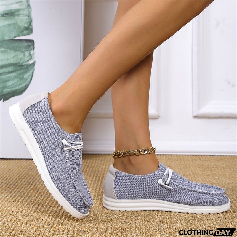 Casual Round Toe Canvas Flat Heel Loafers
