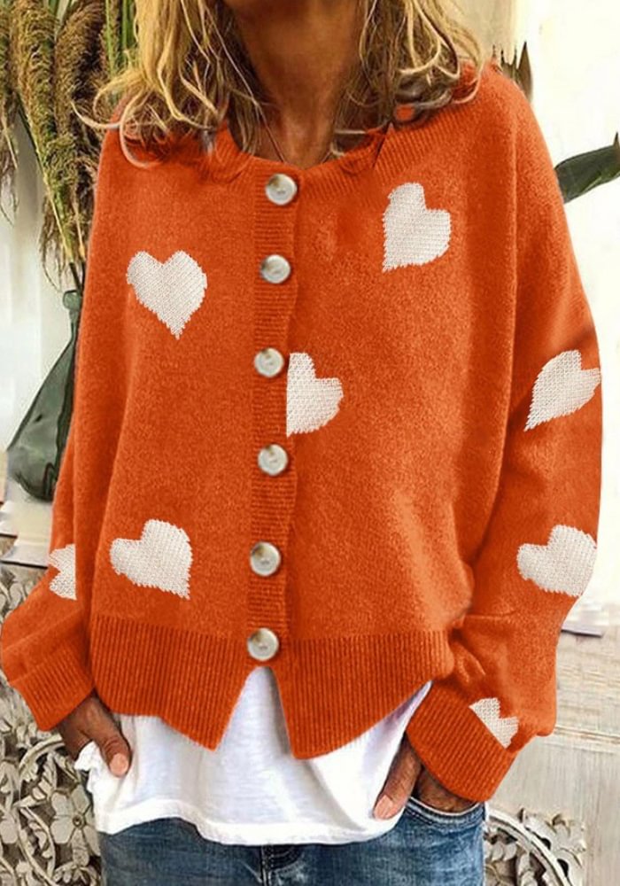 Halloween Single Breasted Heart Knit Sweater