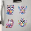6pcs Acrylic Special Shape Owl Diamond Painting Fridge Magnet