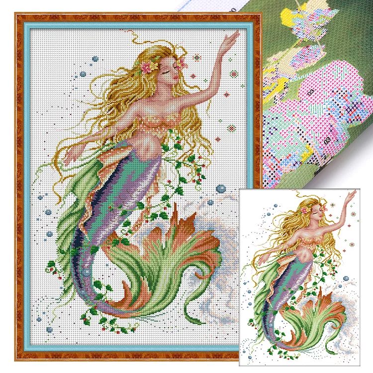 Joy Sunday Mermaid - Printed Cross Stitch 14CT