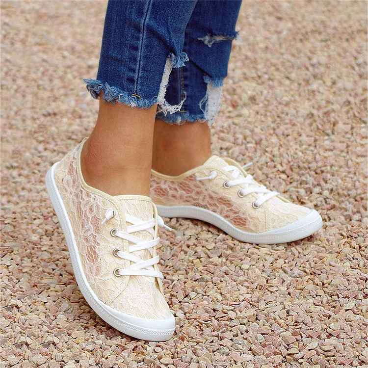 Breathable canvas shoes for women lace up slip on walking shoes QueenFunky