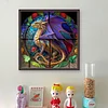 Glass Painting-Pterosaur-11CT Stamped Cross Stitch 40*40cm/15.75*15.75in tapestrymarket