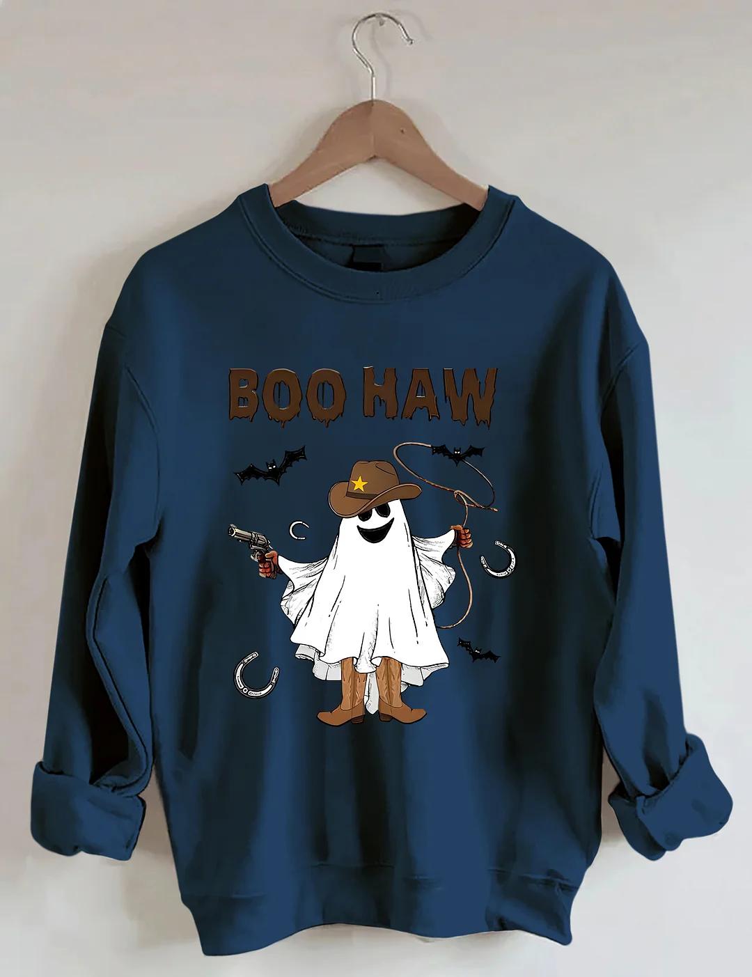 Halloween BOO Haw Western Cowboy Ghost Sweatshirt
