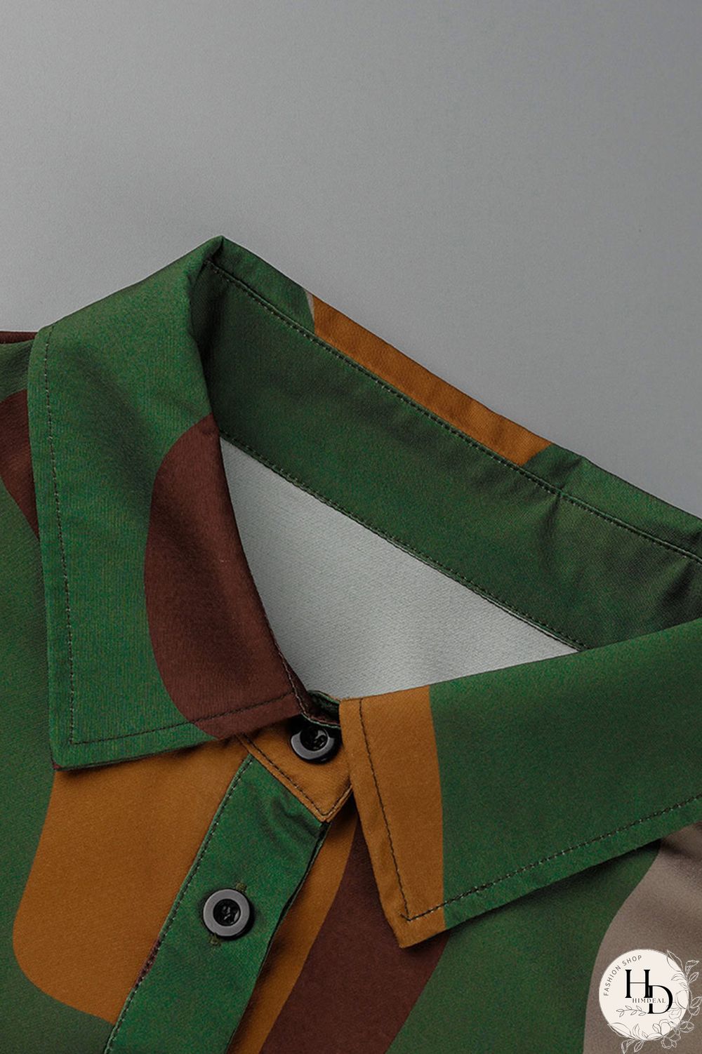 Camouflage Fashion Casual Print Patchwork Turndown Collar Shirt Dress