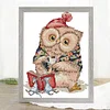 >SALE<Embroidery Eco-cotton Thread 14CT Printed Learning Owl Cross Stitch 22x30cm