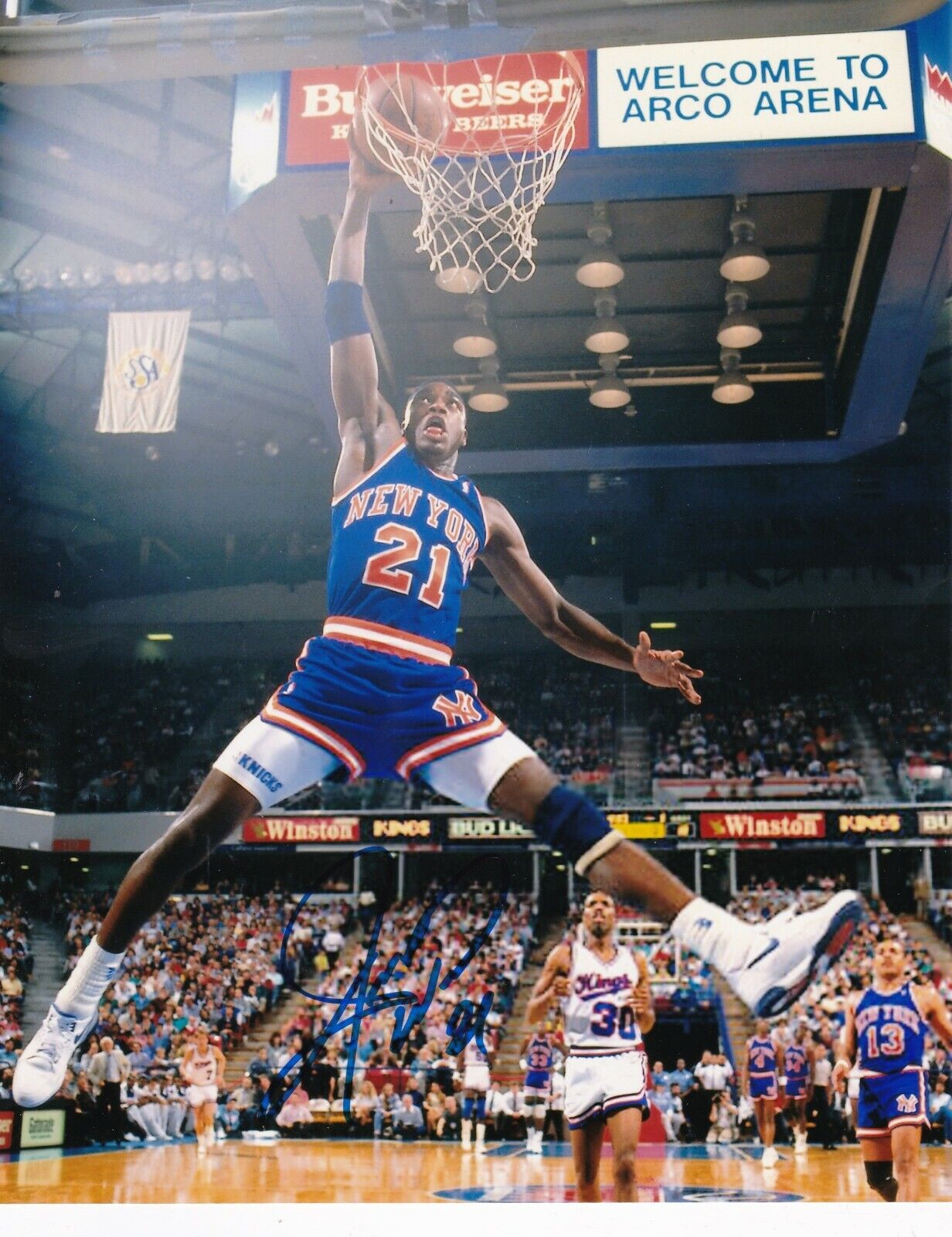 GERALD WILKINS NEW YORK KNICKS ACTION SIGNED 8X10