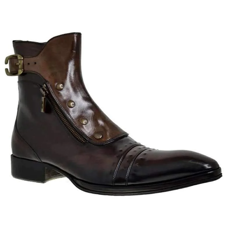 Men's Retro Leather Buckle Ankle Boots