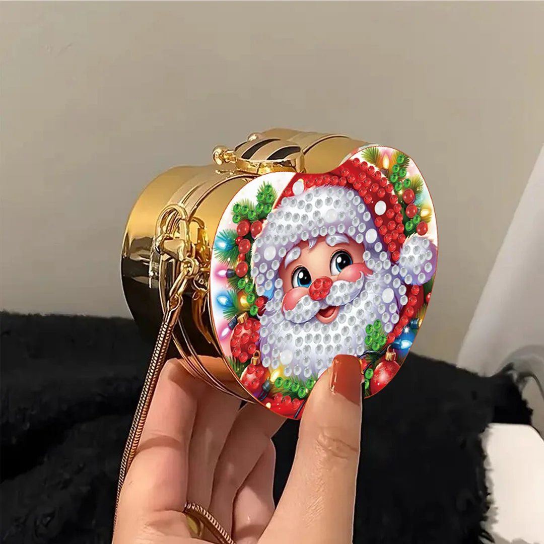 Santa Claus DIY Acrylic Love Art Diamond Painting Coin Purse w/ Chain for Women