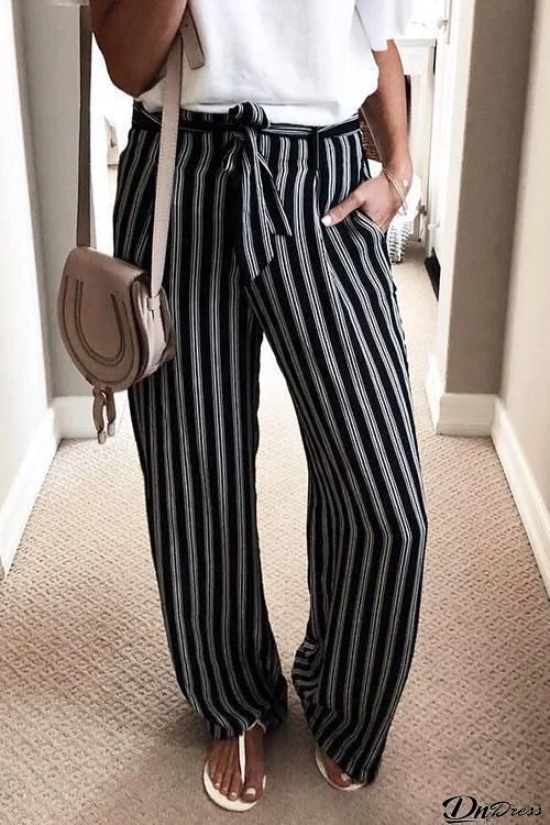 Stripe Knot Loose Pants