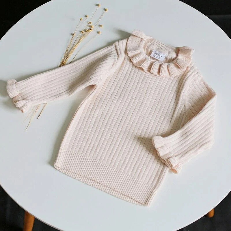 Baby Girl Long Sleeve Black Fungus Lace Knitted Sweater New 2020 Autumn Winter Boys Girls Sweaters For Baby Girls Kids Sweaters