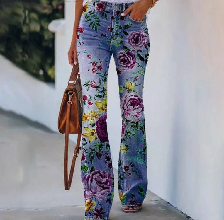 Churchf Churchf Plus Size Women's 2024 Ebay Large Size Women's Casual Pants Digital Print Pattern Pants