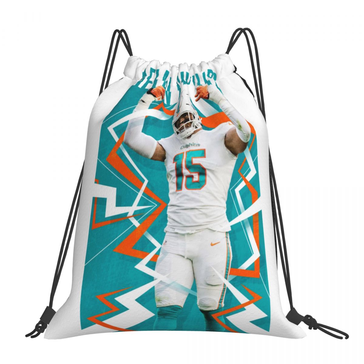 Miami Dolphins Jaelan Phillips Unisex Drawstring Backpack Bag Travel Sackpack